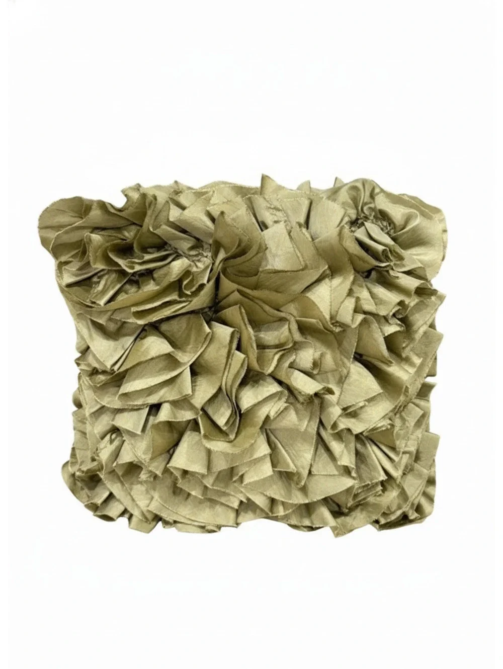 Pier One Olive Green Ruffle Decorative Pillow 12x12